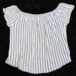 Hollister Blue and White Striped Blouse